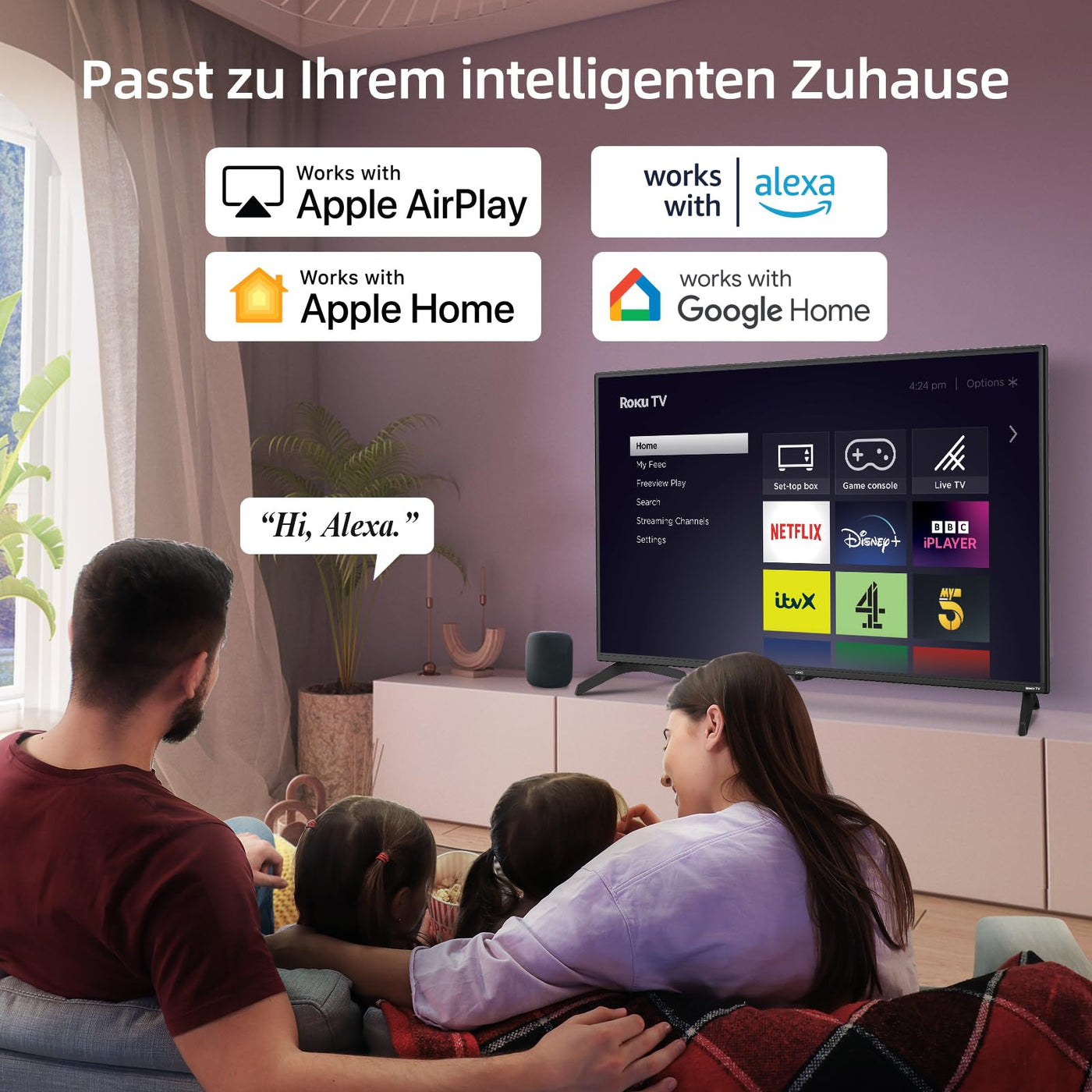 CHIQ 32 Zoll HD, Smart TV, HDR 10, Dolby Audio, Triple Tunner, Sprachassistent, Apple TV+, Prime Video, USB2.0, Works with Alexa, Neu 2024