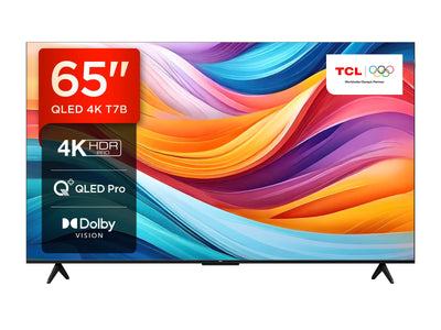 TCL 65T7B 65-Zoll QLED Pro Fernseher, 4K Ultra HD, HDR Pro, Smart TV Unterstützt von Google TV (Dolby & Atmos, Motion Clarity, Freihändige Sprachsteuerung, Kompatibel mit Google Assistant & Alexa)