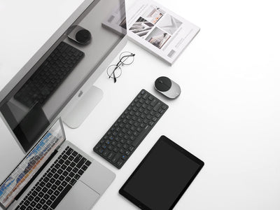 Rapoo E9600M kabellose Tastatur wireless Keyboard flaches Aluminium Design umweltfreundlicher wiederaufladbarer Akku DE-Layout QWERTZ PC & Mac - dark grey