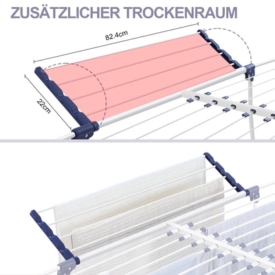 SYKIARIOL Wäscheständer, Flügelwäschetrockner, Standtrockner mit Flügeln, Ausziehbarer Klappbarer Wäscheständer mit Klammerbeutel und Sockenhalter, Für Kleidung und Handtücher Geeignet