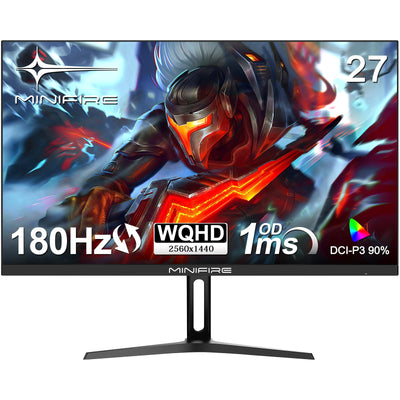 Minifire Gaming Monitor 27",180 Hz, WQHD, Nano IPS, OD 1ms, HDR, 120% sRGB, AMD FreeSync+,Motion Blur Reduction Technologie, VESA(100 x 100 mm) - Schwarz MFG27F4Q