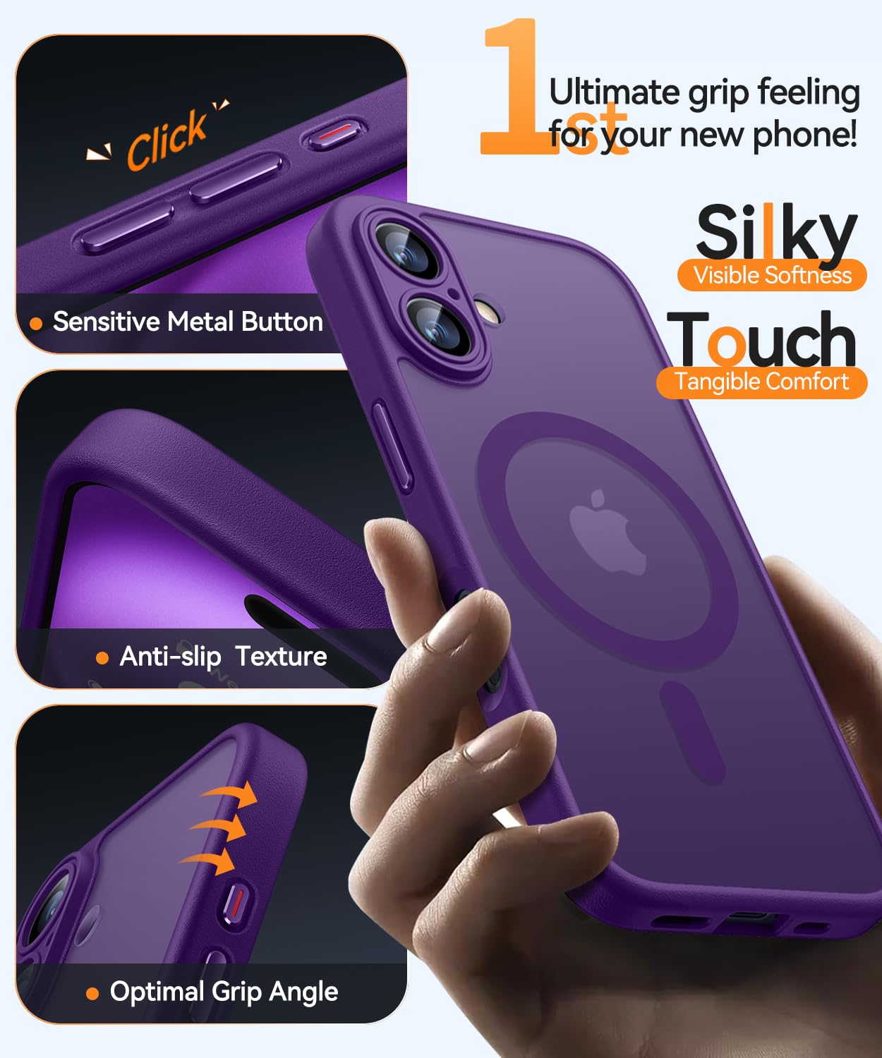 CANSHN für iPhone 16 Plus Hülle mit Kameraschutz für Magsafe (TOP Militärschutz & Magnetkraft) Extrem Haltbarkeit Hülle iPhone 16 Plus Case Stoßfest, Dunkelviolett
