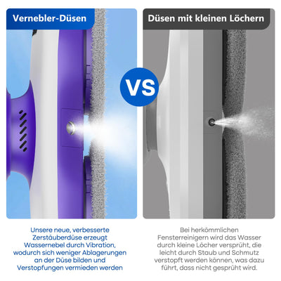 SUNSMAI Dual Side Spray Fensterputzroboter, Anti-verstopfungsfreie Elektrisch Automatischer Fensterroboter mit Wassersprühfunktion,3800pa Starke Anti-Drop Automatischer Fensterputzer,12 Tücher (Lila)