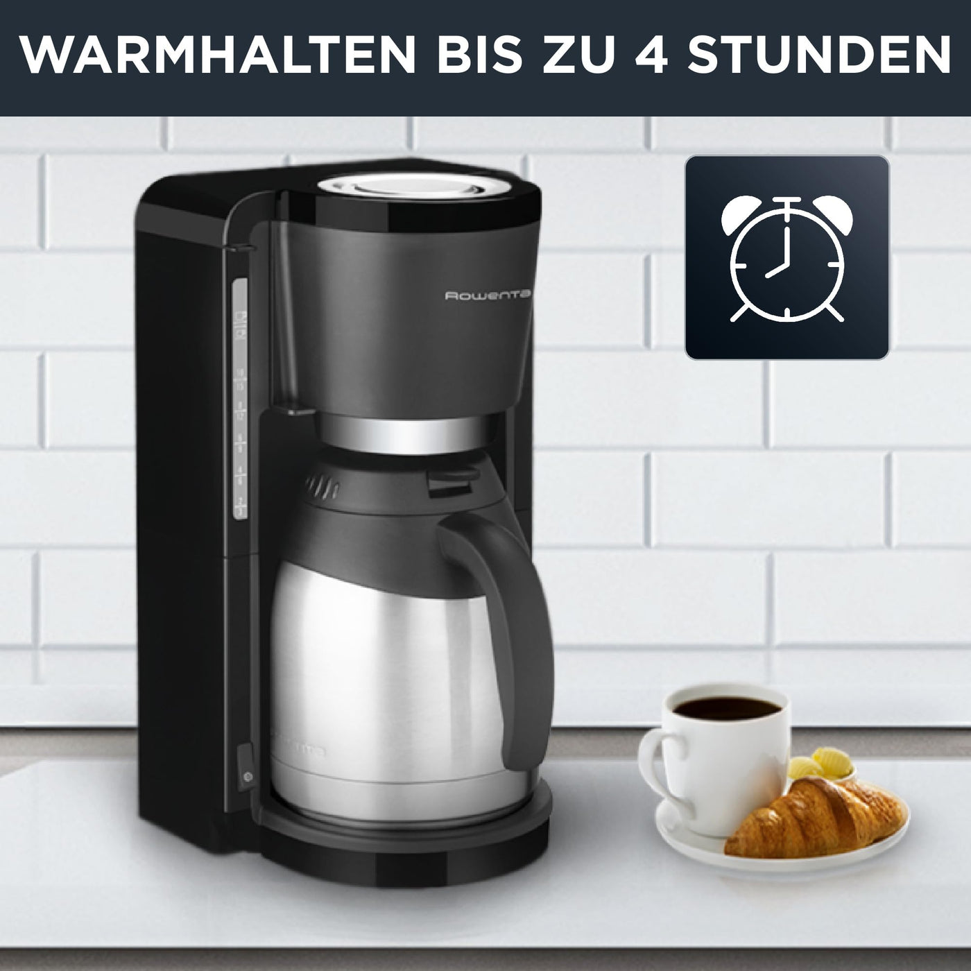 Rowenta CT3818 Filterkaffeemaschine Adagio Milano | Edelstahl- Thermokanne | 10-15 Tassen | Fassungsvermögen 1,25 L | Automatische Abschaltung | 850 Watt | 26.5 x 27 x 38.5 cm | Schwarz