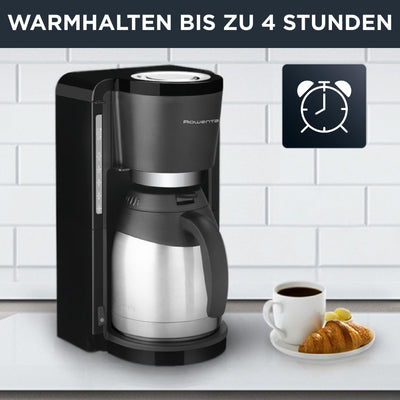 Rowenta CT3818 Filterkaffeemaschine Adagio Milano | Edelstahl- Thermokanne | 10-15 Tassen | Fassungsvermögen 1,25 L | Automatische Abschaltung | 850 Watt | 26.5 x 27 x 38.5 cm | Schwarz