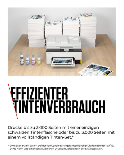 Canon MAXIFY GX2050 Tintenstrahldrucker 4-in-1 Multifunktionsgerät DIN A4 (Drucker, Scanner, Kopierer, Fax, ADF, 600x1200 DPI, WLAN, USB, Duplexdruck, 250 Blatt Kassette) Enthält 6 x Tintenflaschen