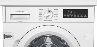 Siemens WI14W443 Einbau-Waschmaschine iQ700, Frontlader mit 8kg Fassungsvermögen, 1400 UpM, speedPack L, LED-Display, timeLight, Weiß, 60cm
