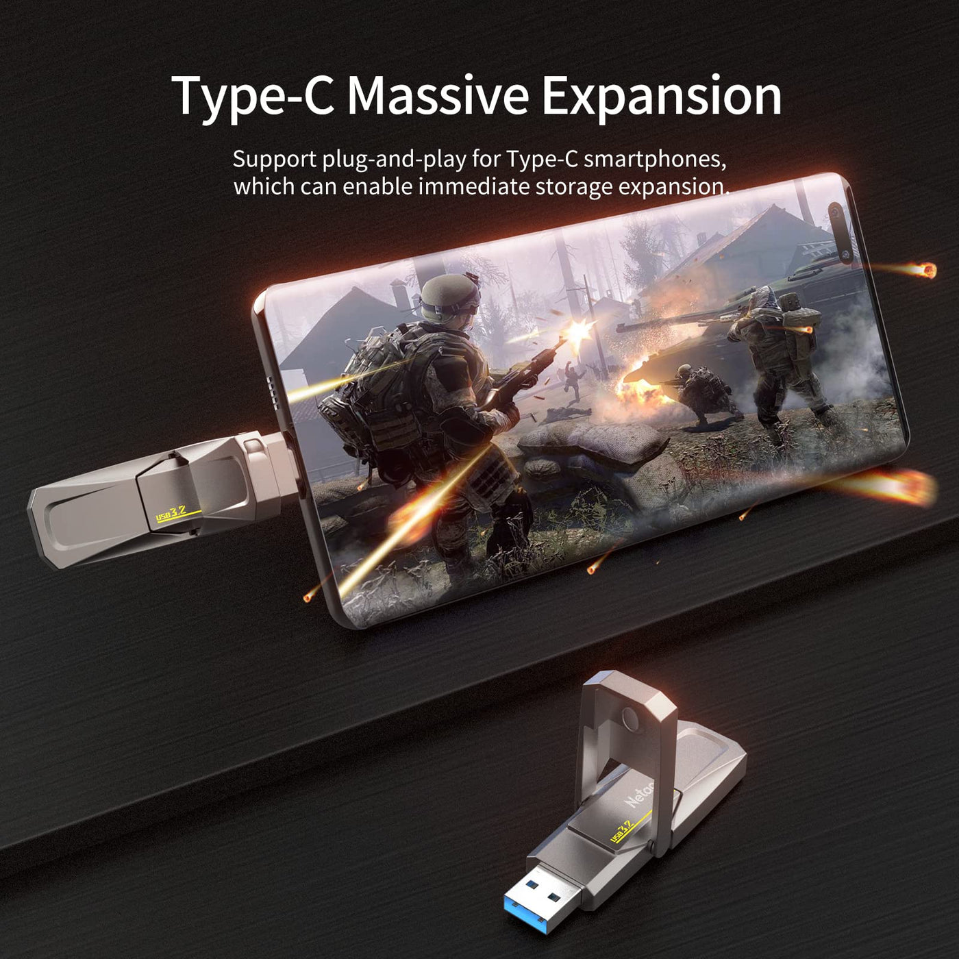 Netac US5 128GB Solid USB State Drive Externe tragbare SSD Typ-c und USB 3.2 Dual Interface Geschwindigkeit bis zu 550MB/s für Smartphone und Notebook Computer