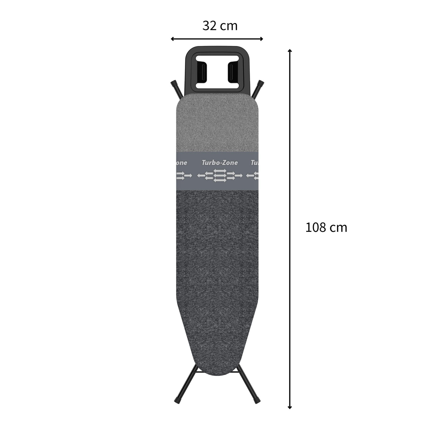 Rörets Bügelbrett Dual Action Next – Technologie, Turbo & Park Zone – 4-lagige Polsterung und Bezug – Höhenverstellbar - Bügelfläche 32x108 cm