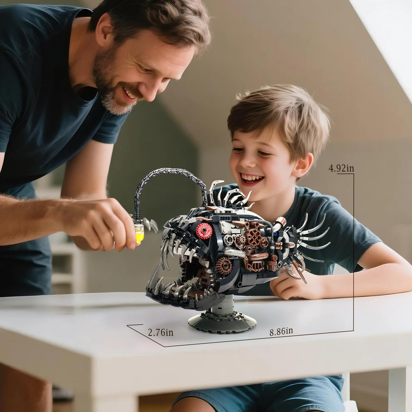 Mechanical Laternenfisch Klemmbausteine Bausteinen.Kompatibel Mit Lego Tier Lantern Fish – STEM Perfekte Ozean-Moc Deko für Zuhause/Büro. Geschenk für Kinder und Erwachsene ab 8-16 1038PCS