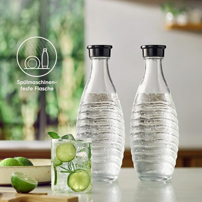 SodaStream 0,8L CRYSTAL Glaskaraffe | Spülmaschinenfest | Kompatibel mit Crystal & Penguin | elegantes Design | 2er-Pack