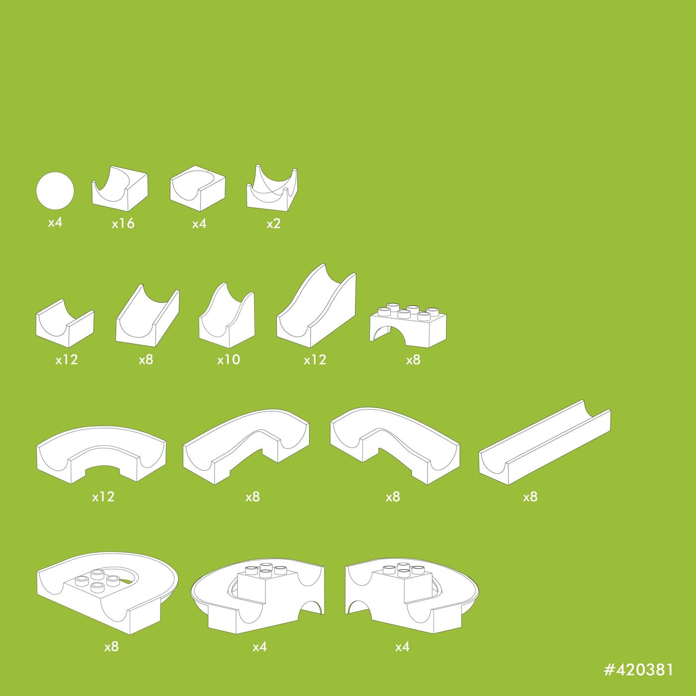 Hubelino 420381-128-teiliges Bahnelemente Set Kugelbahn, Kompatibel