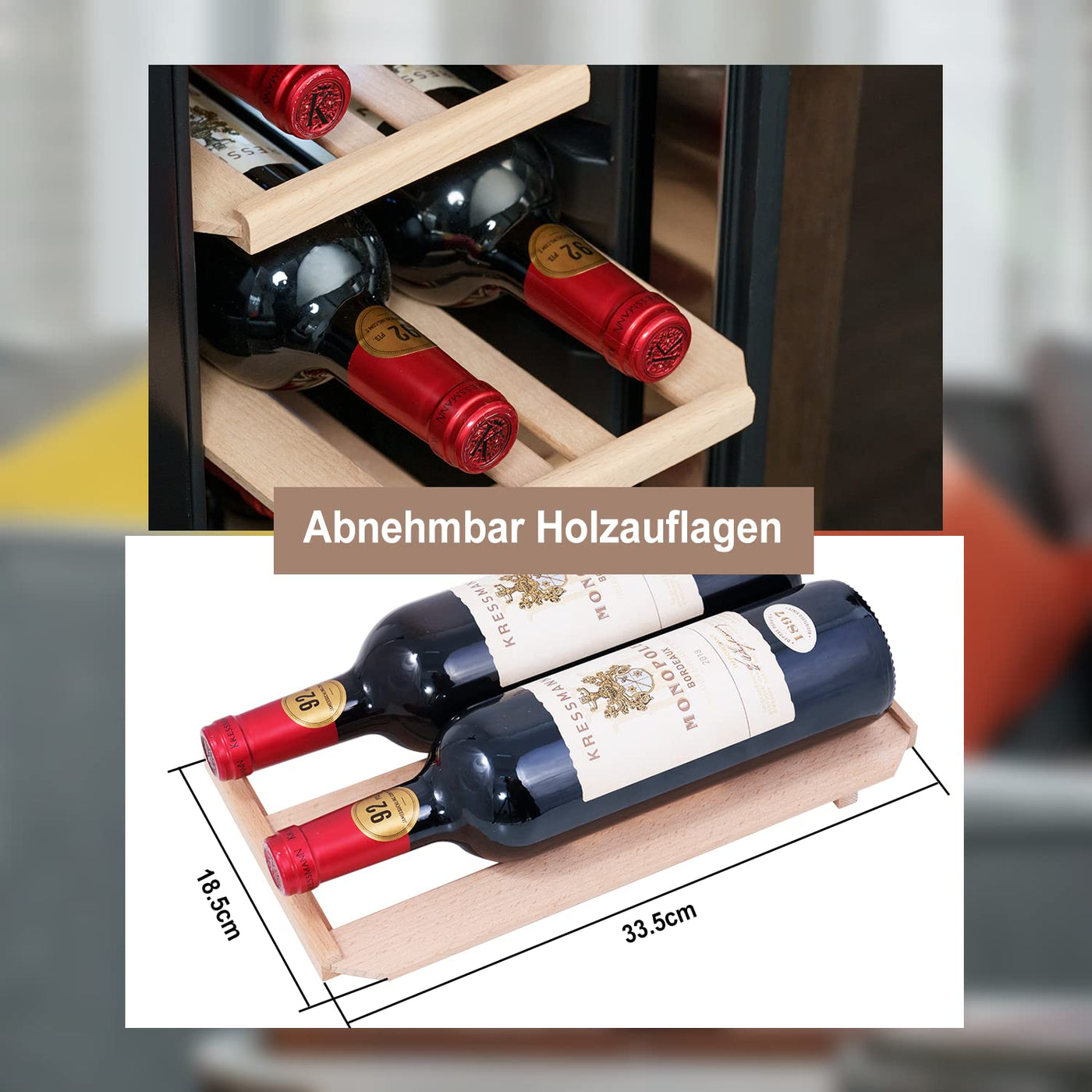 Kalamera Weinkühlschrank, 12 Flaschen 35 Liter Weinklimaschrank klein mit Kompressor, 5-18°C, KRC-35FCSS