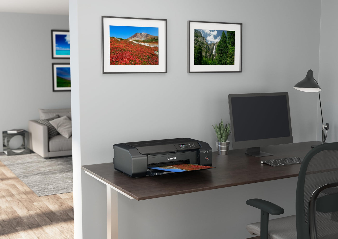 Canon PIXMA PRO-200S Farbtintenstrahldrucker Fotodrucker DIN A3+ (Hochglanzdruck, WLAN, USB 2.0, WiFi, LAN, Print App, 7,5 cm LCD Farbdisplay, 4.800 x 2.400 DPI, 8 Separate Druckertinten), grau