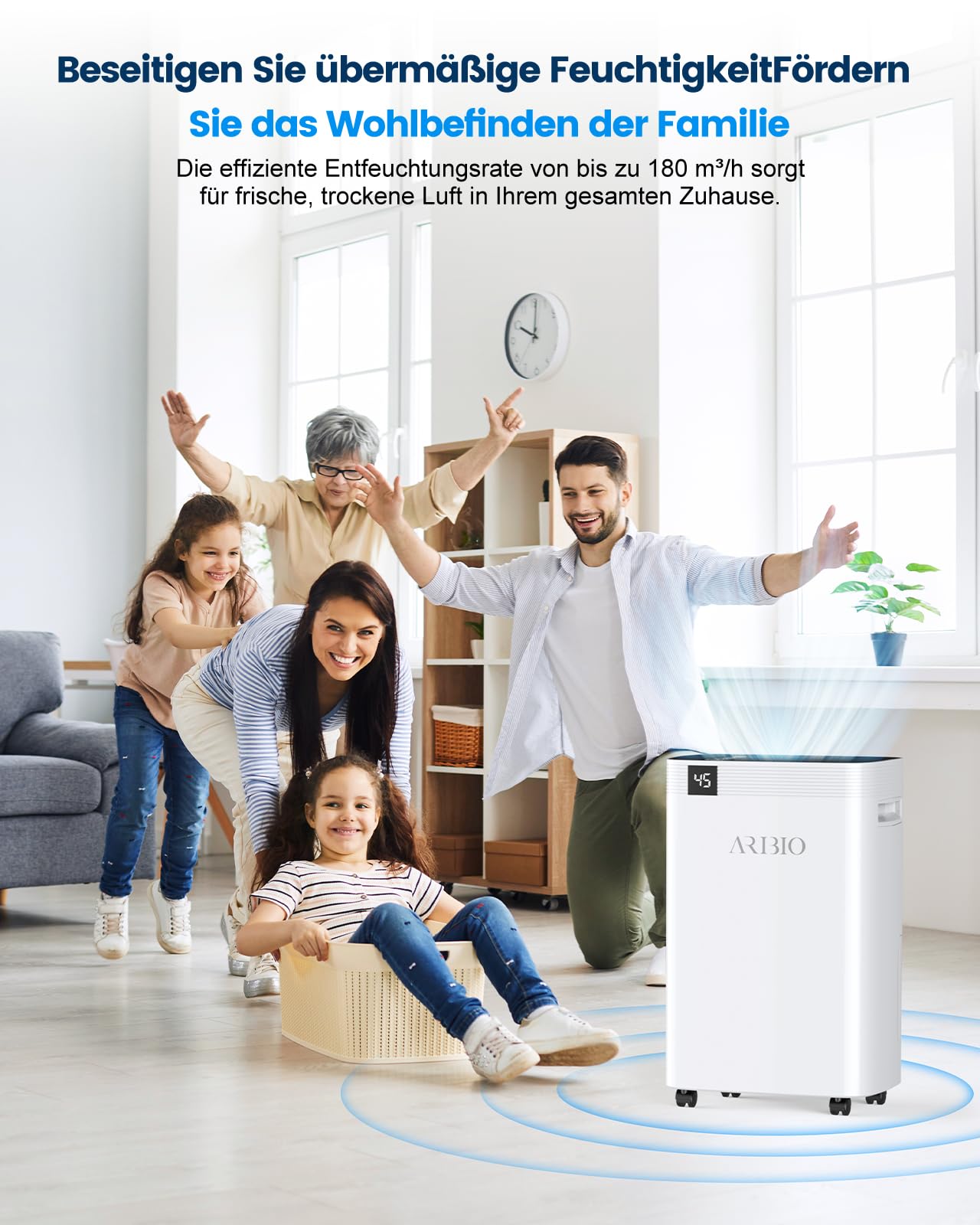 Luftentfeuchter Elektrisch,20L/Tag Hochleistungs Entfeuchter,Raumentfeuchter mit LED Anzeige,Wäschetrocknung, Ablaufschlauch,Timer und Abtauen, Raumgröße ca 200m³/60m², für Wohnungen,Badezimmer,Keller