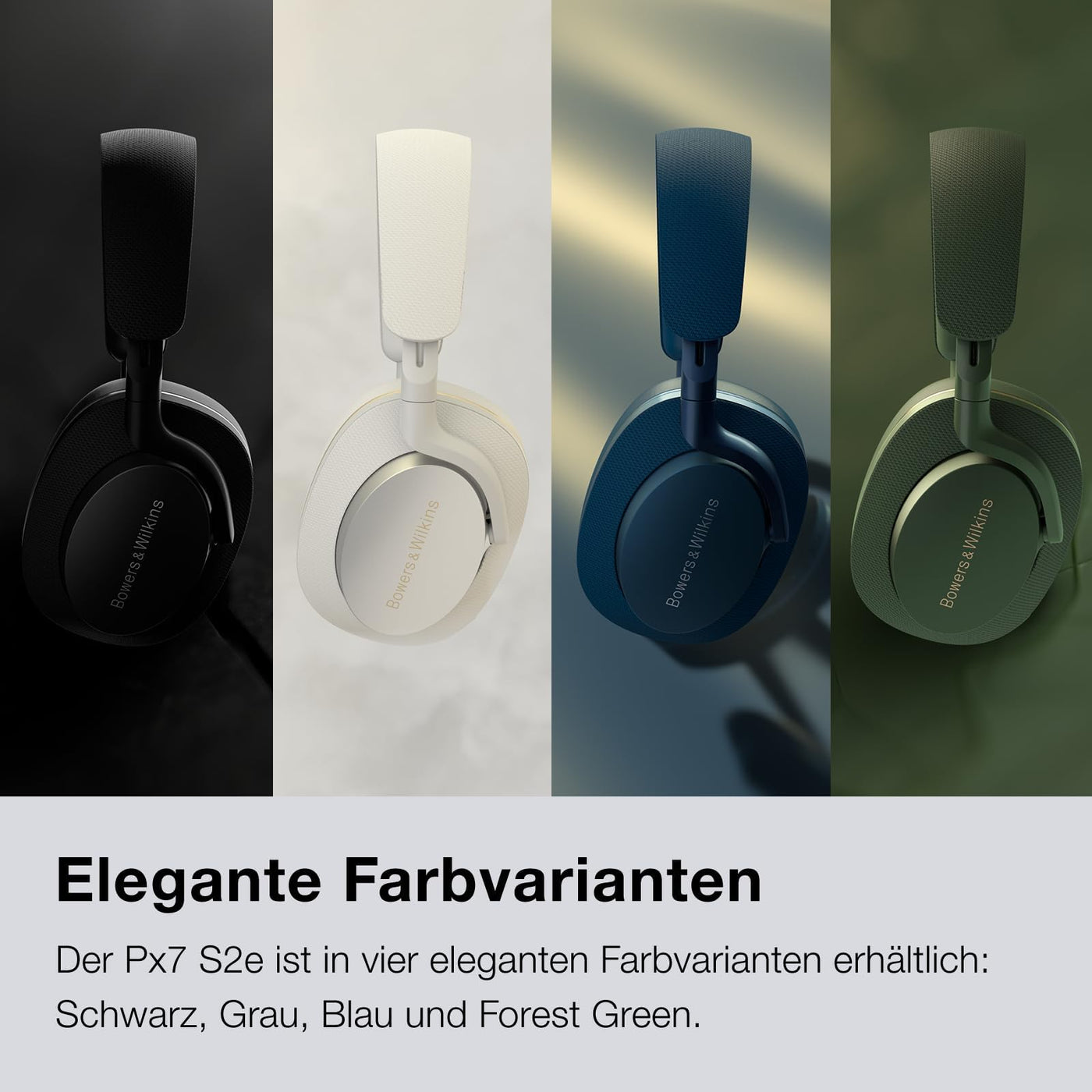 Bowers & Wilkins PX7 S2e Over-Ear-Kopfhörer mit Geräuschunterdrückung, kabellos, Qualcomm aptX™ Adaptive und Schnellladung, 30 Stunden Wiedergabe, sechs integriertes Mikrofon, Waldgrün