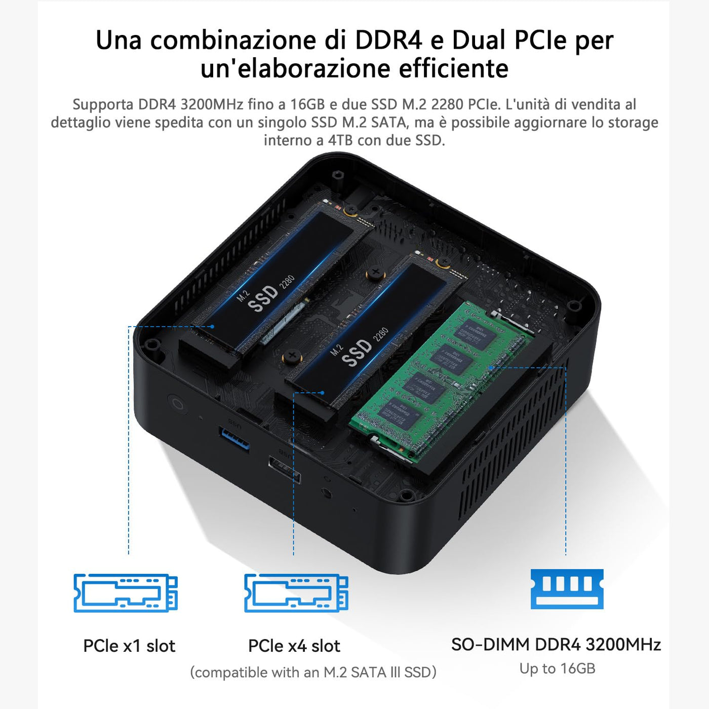 TRIGKEY Key-N100 Mini-PC, Intel Alder Lake-N100-Prozessor der 12. Generation (bis zu 3,40 GHz), 16 GB DDR4 500G M.2 SSD Business Mini-PC/2×LAN/2×HDMI/WiFi 5/BT 5.0/3×USB 3.2/1×USB 2.0