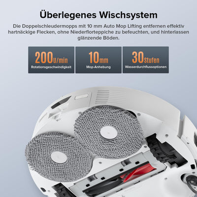 roborock Qrevo Edge S5A Saugroboter mit Wischfunktion,Dual Anti-Tangle-System,17.000Pa,FlexiArm Design™ Kantenreinigung,Hebarem Wischmopp,75℃ Heißwasser-Moppwäsche (Weiß)