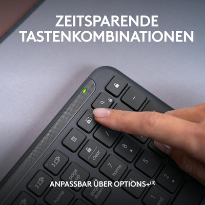 Logitech Signature Slim MK950 for Business kabelloses Tastatur-Maus-Set, leises Tippen, sicherer Empfänger, Bluetooth, weltweit Zertifiziert, Windows/Mac/Chrome/Linux, DEU QWERTZ-Layout, Grafit