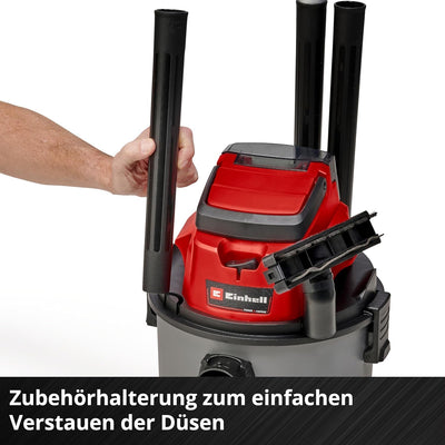 Einhell Akku-Nass-Trockensauger TC-VC 18/15 Li-Solo Power X-Change (Lithium-Ionen, Kunststoffbehälter 15 l, 4 Rollen, inkl. Saugschlauch, div. Filter, ohne Akku u. Ladegerät)