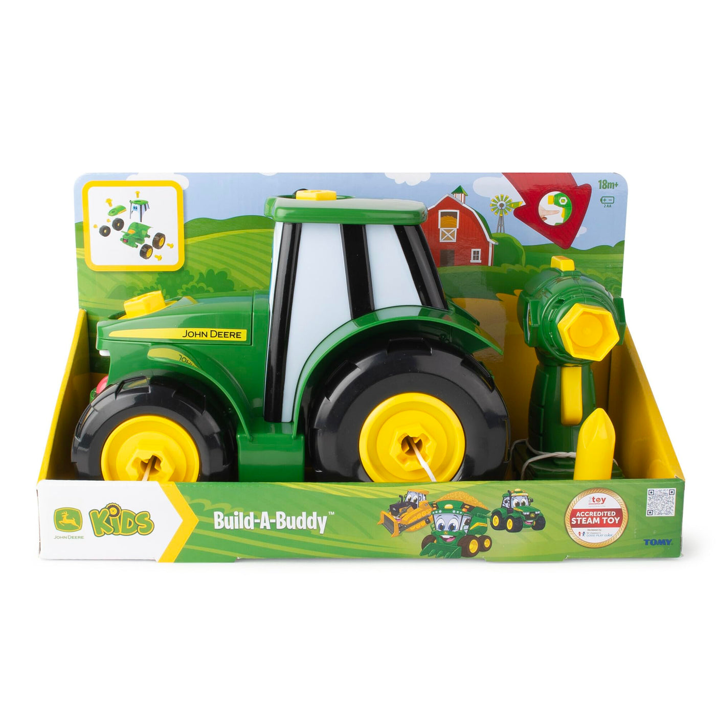 John Deere 46655 Bau-Ihr-Ihnen-Johnny-Traktor, Kinder Traktor zum Selbstbauen, Hochwertiger für Kinder ab 18 Monaten, Spielen und Sammeln, Spielzeugtraktor, ab 18 Monaten, Grüne