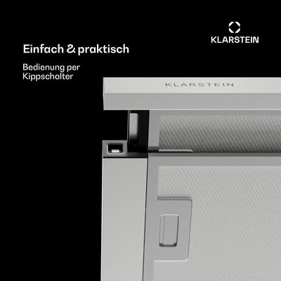 Klarstein Dunstabzugshaube 60cm, Abluft-Dunstabzugshaube mit Spülmaschinenfestem Filter aus Aluminium, Leise Abzugshaube Abluft, 305m³/h Luftstrom, Effiziente Wandhauben mit LEDs & Touch Controls