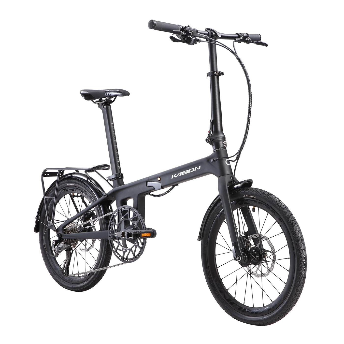 KABON Klapprad 20 Zoll Carbon, 9 Geschwindigkeit Faltrad mit Carbon Rahmen Ultraleichtes Mini Stadtfahrrad Faltrad Klapprad Herren Damen (Neu Schwarz)