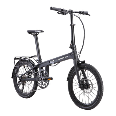 KABON Klapprad 20 Zoll Carbon, 9 Geschwindigkeit Faltrad mit Carbon Rahmen Ultraleichtes Mini Stadtfahrrad Faltrad Klapprad Herren Damen (Neu Schwarz)