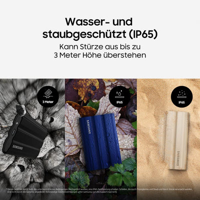 Samsung Portable SSD T7 Shield, 1 TB, USB 3.2 Gen.2, 1.050 MB/s Lesen, 1.000 MB/s Schreiben, Robuste externe Festplatte Outdoor für Mac, PC und Smartphone, Schwarz, MU-PE1T0S/EU