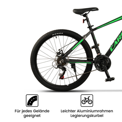 CARPAT SPORT 26 29 Zoll Mountainbike für Jungen, Mädchen, Damen und Herren, Scheibenbremse, 21 Gang-Schaltung, Aluminium Rahmen, Hardtail Fahrrad Jugendfahrrad MTB