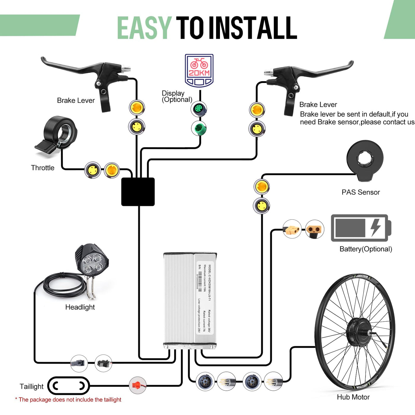 BAFANG 48V 500W Heckmotor Elektrofahrrad-Umrüstset - für 28" 700C Räder, Hinter-Kassetten-Nabenmotor mit Felge, DZ40 Anzeige, PAS-Sensor & Steuergerät für Stadt- und Bergfahrräde