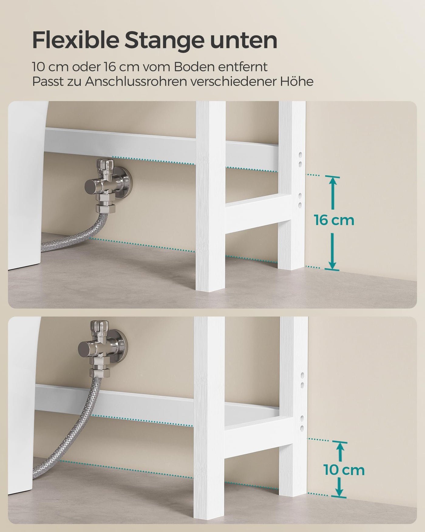 SONGMICS Toilettenregal, Badezimmerregal, 4-stöckiges Badregal, verstellbare Ablagen, platzsparend, geeignet für die meisten Toiletten, wolkenweiß BTS041W01