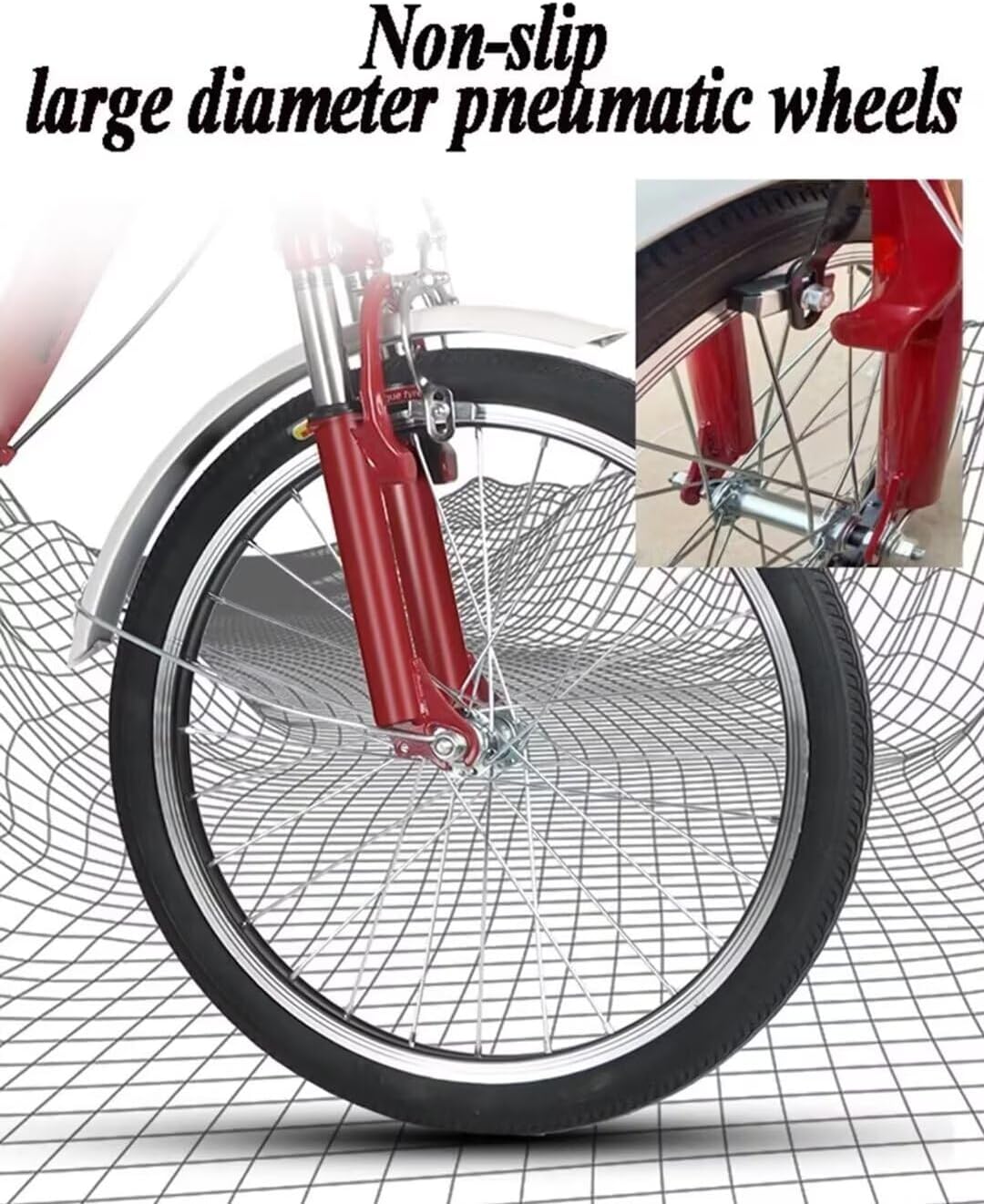 LSQXSS Outdoor-Cruiser-Fahrräder mit hinterer Kabine, älteres Roller-Dreirad mit hinterem Beifahrersitz, Freizeit-Einkaufswagen-Rikscha-Tretfahrrad für Erwachsene, Stoßdämpfer-Vordergabel
