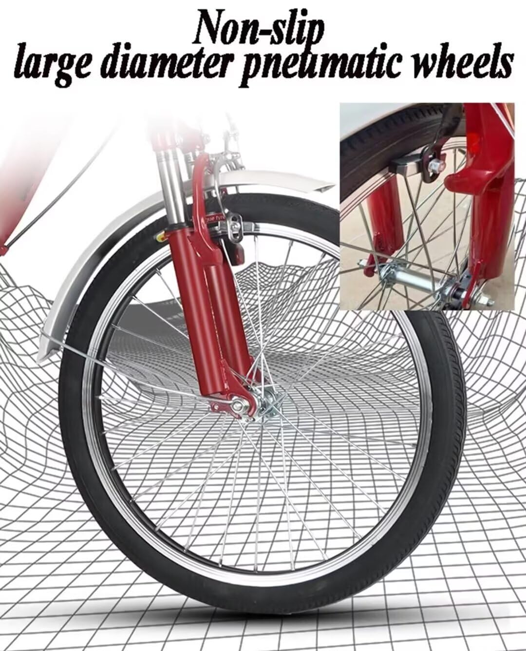LSQXSS Outdoor-Cruiser-Fahrräder mit hinterer Kabine, älteres Roller-Dreirad mit hinterem Beifahrersitz, Freizeit-Einkaufswagen-Rikscha-Tretfahrrad für Erwachsene, Stoßdämpfer-Vordergabel