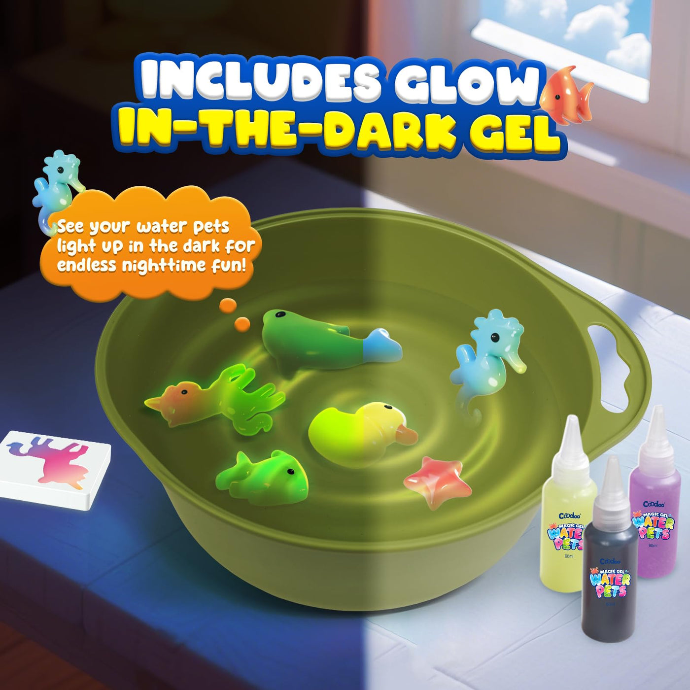 Magic Water Elf, Magisches Wasser Gel Spielzeug mit 10 Magischem Gel und 8 Formen, Bastelset Kinder Basteln Mädchen 4-6 Jahre, Kreatives Wasserperlen Wasserspielzeug Geschenk Mädchen Jungen 7-10 Jahre