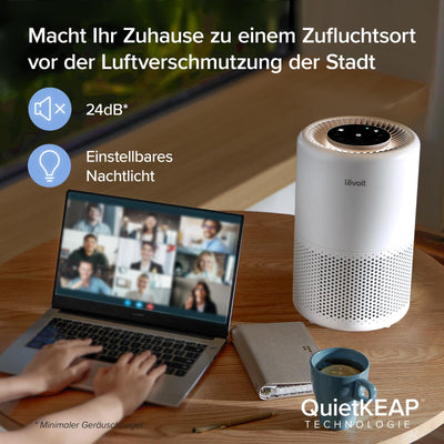 LEVOIT Luftreiniger HEPA Filter für Allergiker, Luftfilter gegen Schimmel Staub Pollen Gerüche, CADR 170m³/h bis zu 35㎡ Raucherzimmer, Air Purifier Schlafmodus Nachtlicht Timer, App Steuerung