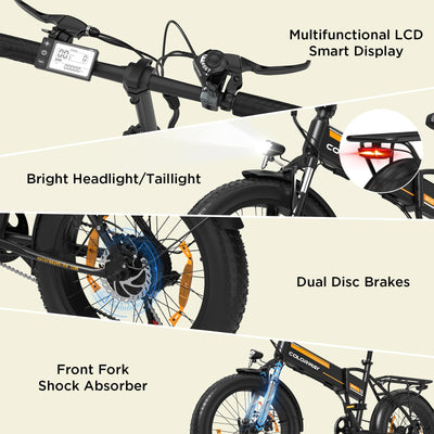 COLORWAY BK10 Elektrofahrrad Klappfahrrad 20×4.0 Zoll Breitreifen Fatbike, 250W Motor, 36V 12Ah Akku,7-Gang, Pedelec Klapprad für Damen Herren, Faltbares E-Bike für Stadt & Gelände