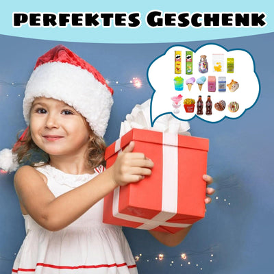 17-teiliges Miniatur Zubehör Set – Wichtel Zubehör Weihnachten – Puppenhaus & Wichteltür Deko – Mini Essen & Getränke aus Harz – 1:12 Maßstab für DIY & Miniaturwelt