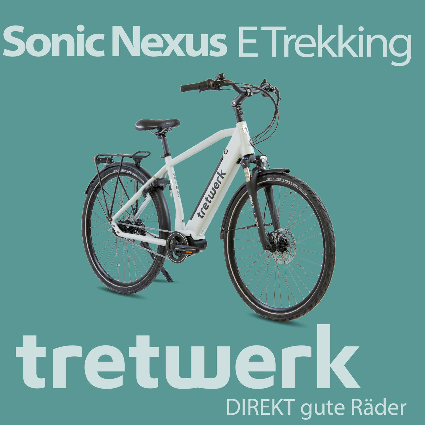 TRETWERK 28 Zoll E-Bike Herren Cityrad - Sonic Nexus - Pedelec Herrenfahrrad mit 7 Gang Nabenschaltung -Elektrofahrrad mit Mittelmotor - weiß 50cm