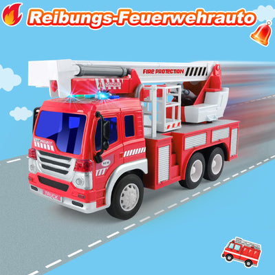 GizmoVine Feuerwehrauto Groß, Feuerwehr Spielzeugauto mit Drehleiter, Sound und Licht, Große Auto Spielzeug Modell, Geschenke für Jungen Mädchen, Kinder Fire Truck Fahrzeuge ab 3 4 5 6 7 8 Jahre