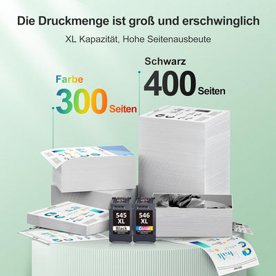 PG-545XL CL-546XL für Canon Druckerpatronen 545 546 XL Multipack Ersatz für Pixma MX495 TR4550 TS3150 TR4551 MG3050 MG2555s MX490 TS3151 MG2550s TS3350 MG2950 MG2950S MG3051 (Schwarz, Farbe, 2er-Pack)