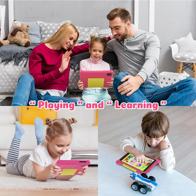 Yicty Kinder Tablet 7 Zoll Android Tablet für Kids 5GB RAM 32GB ROM Kindersicherung IPS HD Bluetooth WiFi Quad Core Dual-Kameras Children's Tablets PC mit Schutzhülle (Rosa)