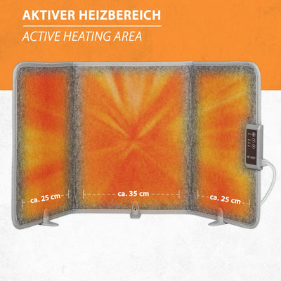 Mi-Heat Infrarot Schreibtischheizung Heizpaneel 260W | Standheizung für Büro Schreibtisch Arbeitsplatz unter den Tisch | Temperatur bis zu 60°C faltbar, Grau