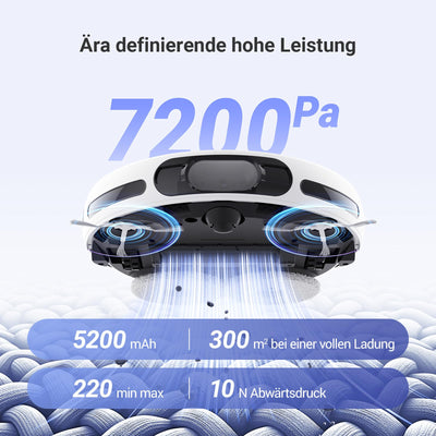 EZVIZ Saugroboter mit Staubentleerung und Wasserwechsel, 7200 Pa, LDS LiDAR und 3D-Laser Navigation Hinderniserkennung, Teppicherkennung, automatische Moppinstallation und -entfernung, RS20 Pro