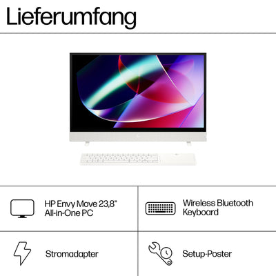 HP Envy Move All-in-One PC, 23,8" QHD Display, Intel Core i5-1335U, 16 GB DDR5 RAM, 512 GB SSD, Intel UHD Grafik, Windows 11 Home, Weiß