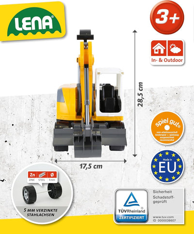 Lena Worxx Schaufelbagger Liebherr A918 Compact Litronic 48 cm, Bagger Spielzeug mit 360° drehbarem Arm, realisitisches Baustellen Spielfahrzeug mit Schiebeschild, für Kinder ab 3 Jahren