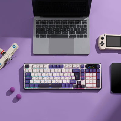 RK ROYAL KLUDGE S98 DE Mechanische Tastatur mit Smart Display & Knopf, Top Mount 96% Kabellose Mechanische Tastatur BT/2.4G/USB-C, Hot-Swap-fähige, Software-Unterstützung, 98 Tasten, QWERTZ