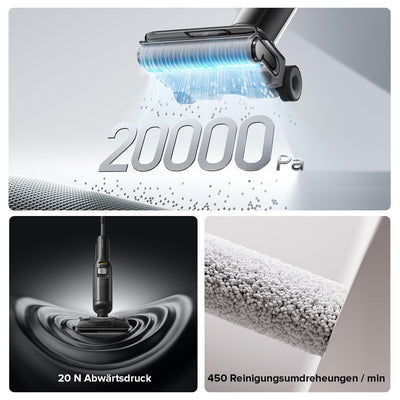 Roborock F25 ALT Staubsauger-Mopp, Nass-Trocken-Staubsauger, kabelloser Hartbodenreiniger mit 20.000 Pa, mit KI-unterstützten Rädern, 90°C Heißluft-Schnelltrocknen & Heißwasser-Selbstreinigung Mopp