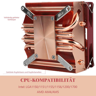 Thermalright AXP90 X53 Full Low Profile ITX CPU Kühler, mit 92mm Slim PWM Lüfter für 2700RPM High Speed ITX CPU Lüfter, reine Kupferversion, für Intel LGA1150/1151/1200/1700/AMD AM4/AM5