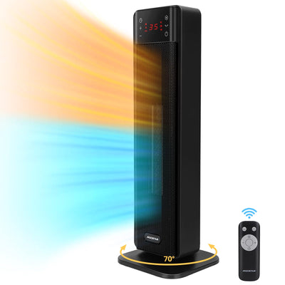 Aigostar Energiesparend Heizlüfter mit Thermostat Heizung, 2000W PTC Keramik Heizlüfter mit Fernbedienung, 70° Oszillation, 4 Modi, 24H Timer, LED-Anzeige, Überhitzungs- & Kippschutz, Schwarz